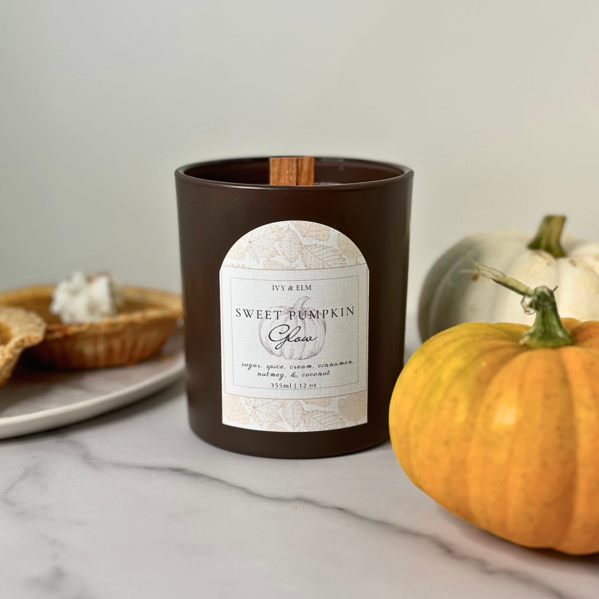 Sweet Pumpkin Glow 12oz Soy Candle-Ivy & Elm
